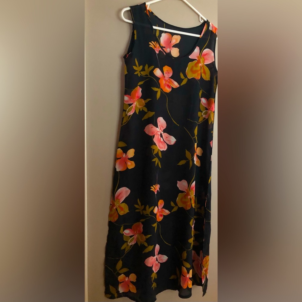 BOCA RATON NEW OLD STK BEACH RESORT  AJ TROPICS Blk Swim Coverup Maxi Floral S
